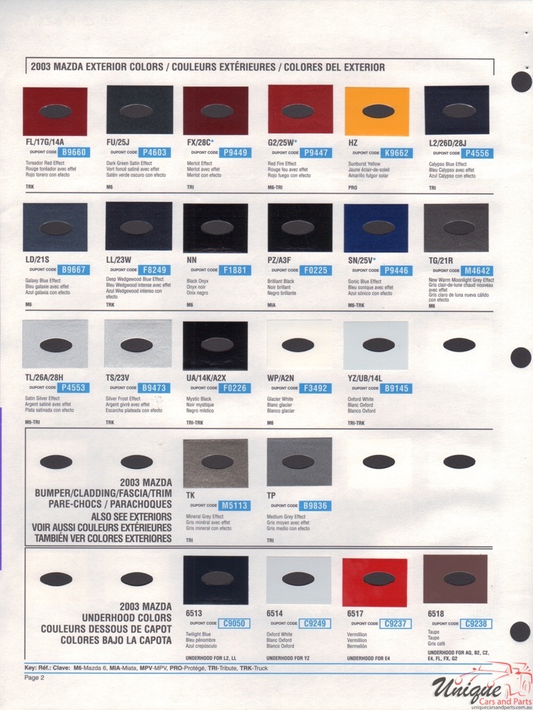 2003 Mazda Paint Charts DuPont 2
